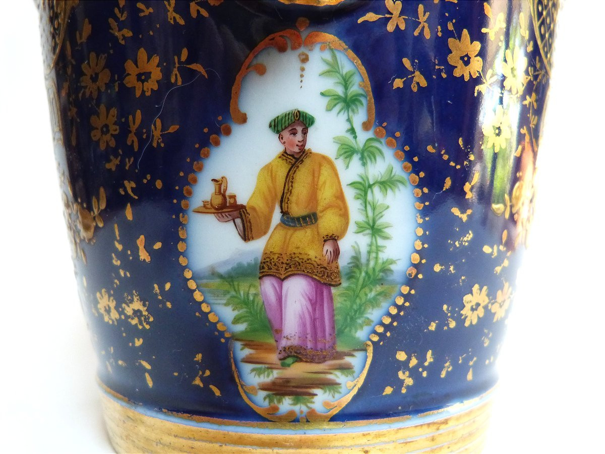 cache pot en porcelaine de Paris rare décor au chinois ép restauration Jacob Petit -photo-4