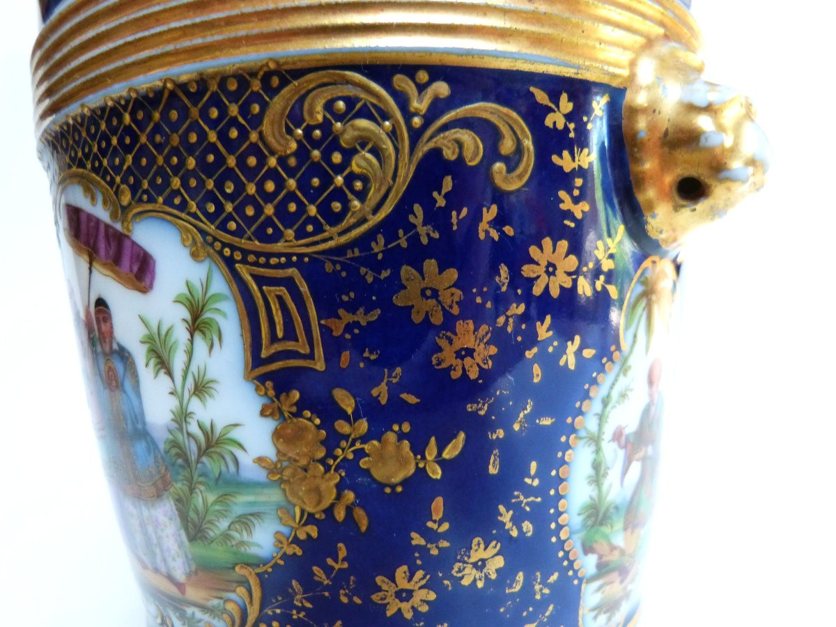 cache pot en porcelaine de Paris rare décor au chinois ép restauration Jacob Petit -photo-6