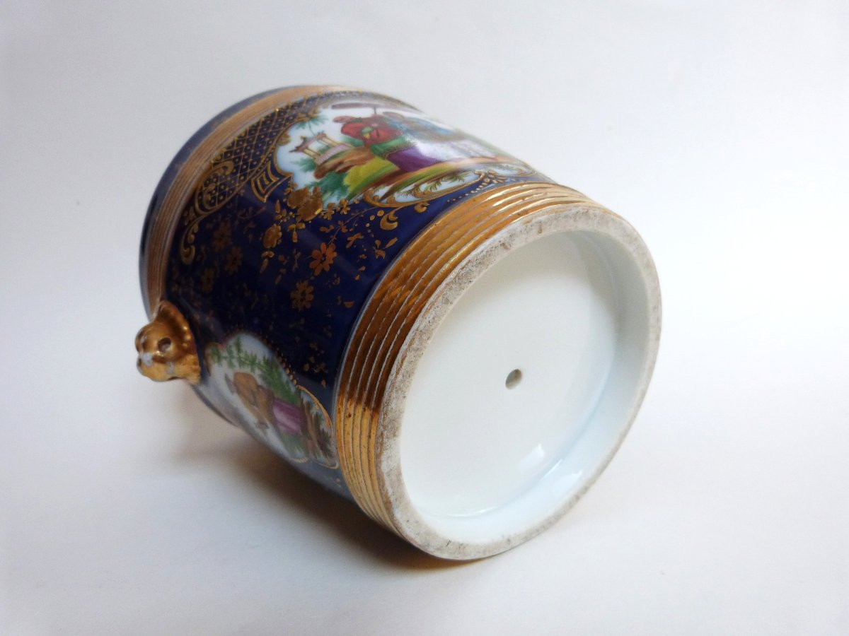 cache pot en porcelaine de Paris rare décor au chinois ép restauration Jacob Petit -photo-8