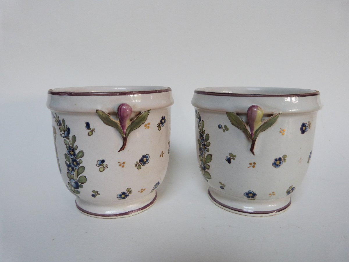 Niderviller - Samson Pair Of Earthenware Pot Holders Bearing The Coat Of Arms Of The Dauphin Of France-photo-2