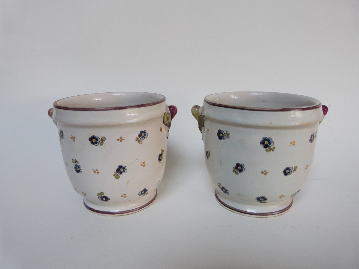 Niderviller - Samson Pair Of Earthenware Pot Holders Bearing The Coat Of Arms Of The Dauphin Of France-photo-3