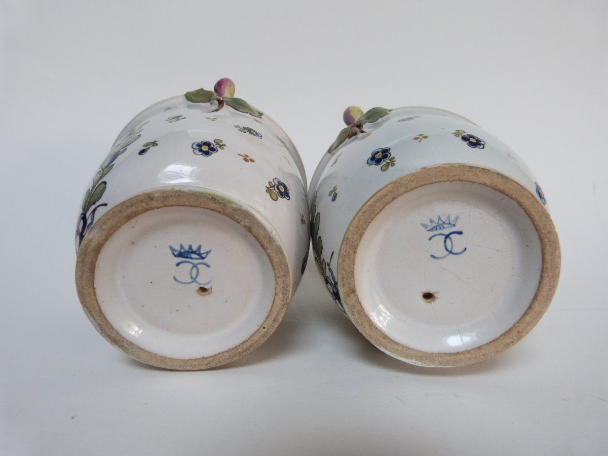 Niderviller - Samson Pair Of Earthenware Pot Holders Bearing The Coat Of Arms Of The Dauphin Of France-photo-4