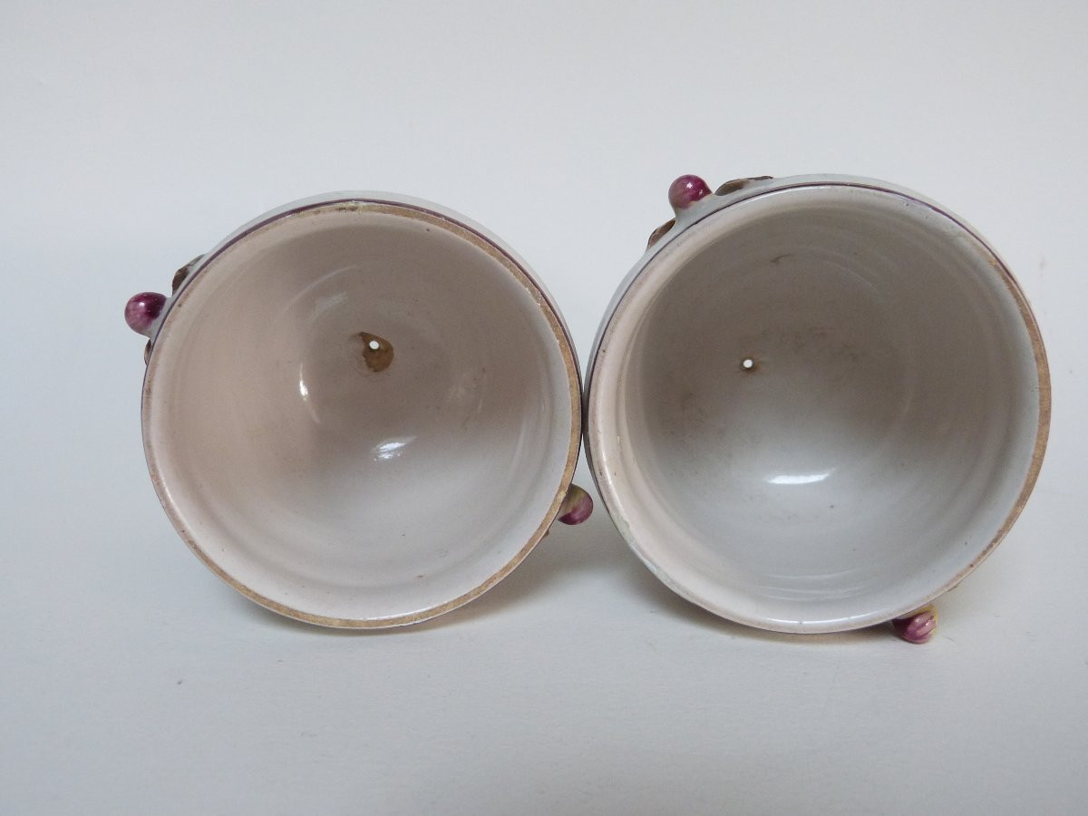 Niderviller - Samson Pair Of Earthenware Pot Holders Bearing The Coat Of Arms Of The Dauphin Of France-photo-3