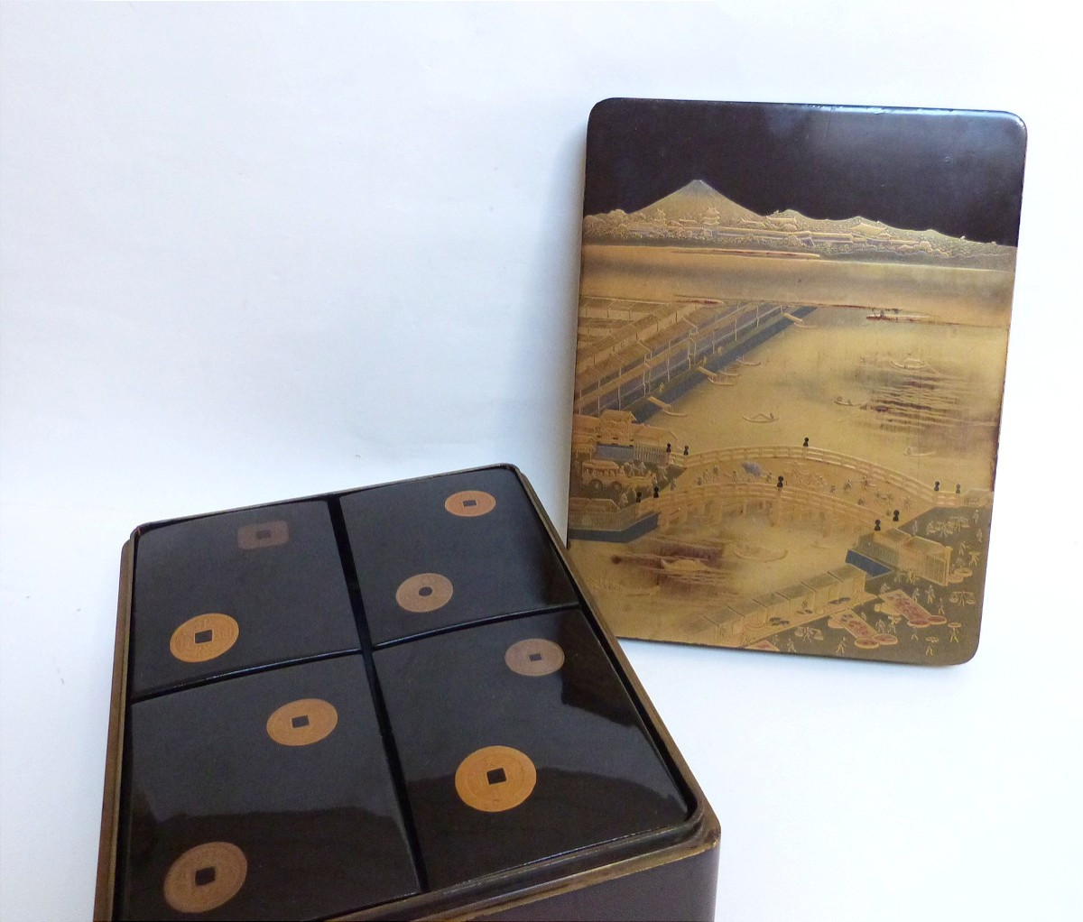 Maki Lacquer Case And Boxes - E Japan Meiji Period 19th Century