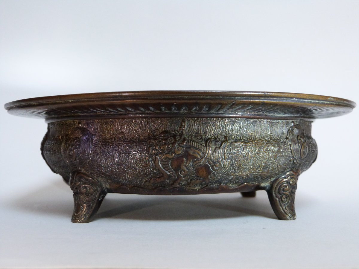 Hibachi Bronze Brazier Perfume Burner Japan Meiji Period-photo-3