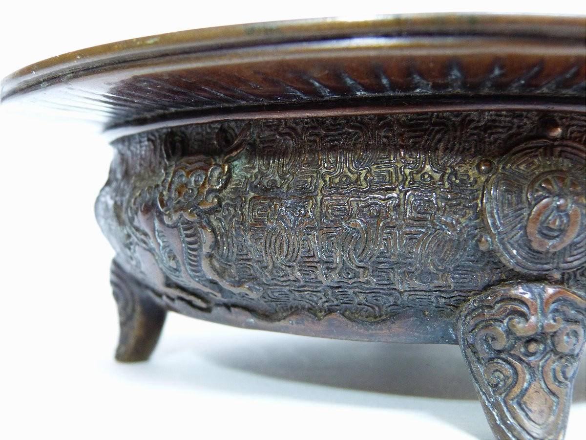 Hibachi Bronze Brazier Perfume Burner Japan Meiji Period-photo-4