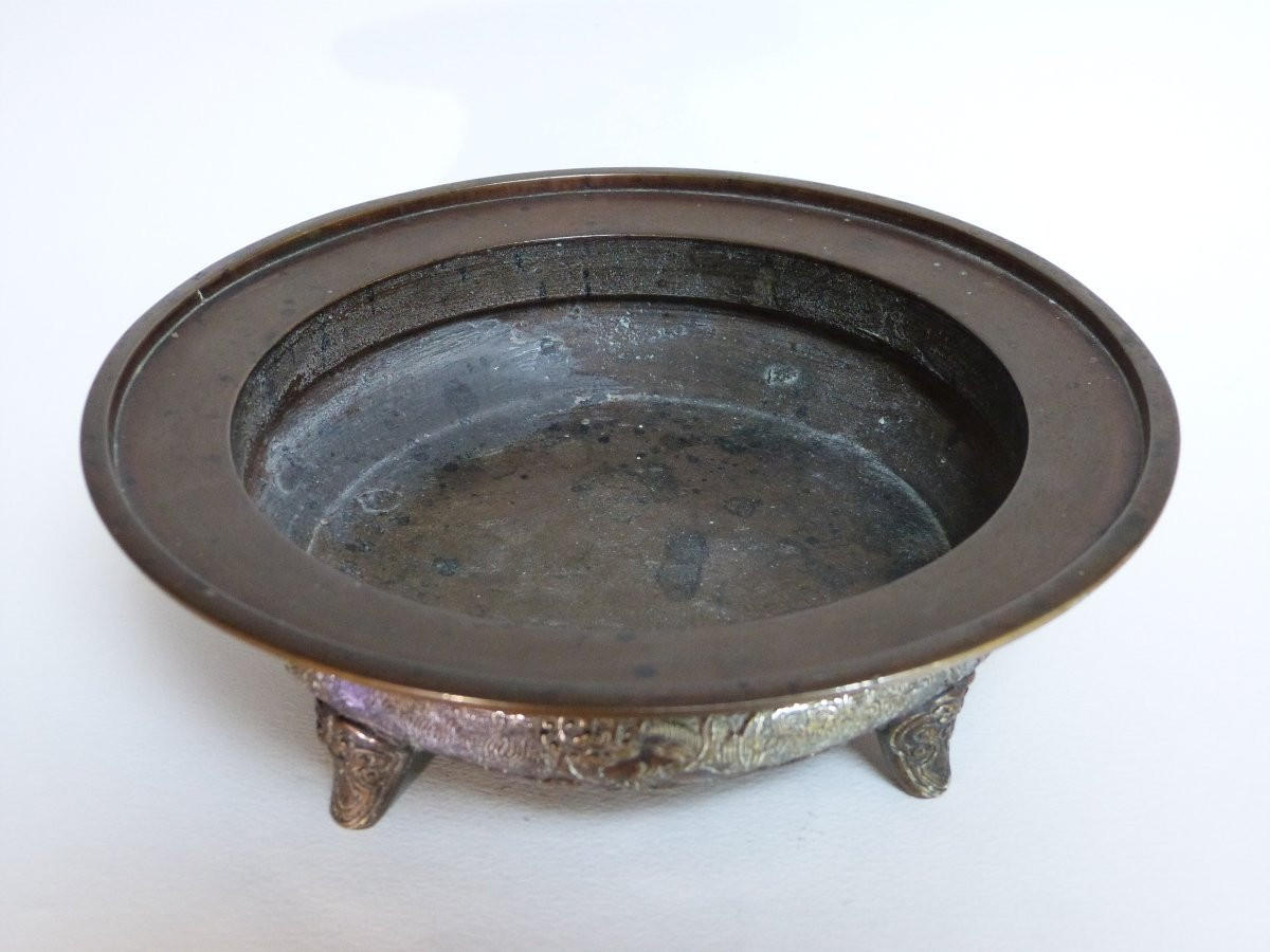 Hibachi Bronze Brazier Perfume Burner Japan Meiji Period-photo-1