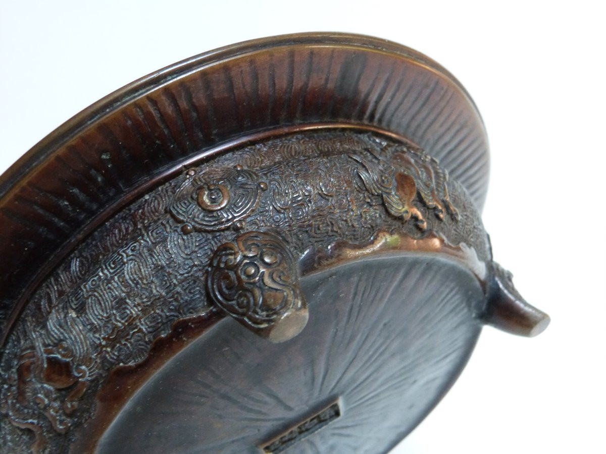 Hibachi Bronze Brazier Perfume Burner Japan Meiji Period-photo-2