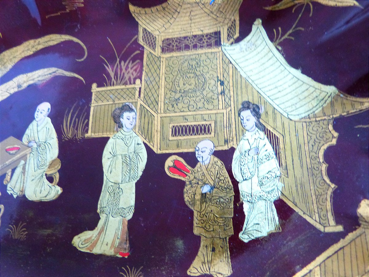 Napoleon III Boiled Cardboard Basket With Chinese Lacquer Decoration-photo-3