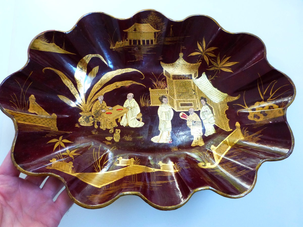 Napoleon III Boiled Cardboard Basket With Chinese Lacquer Decoration-photo-1