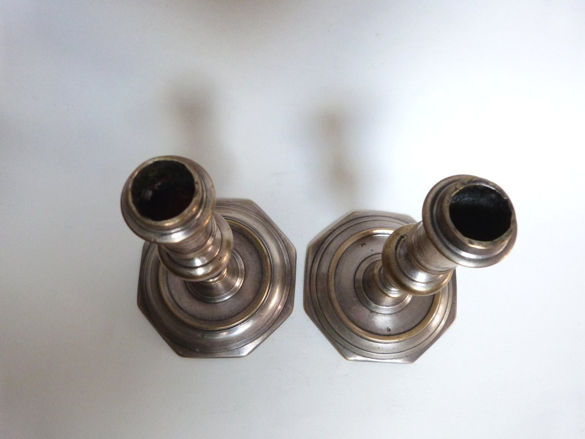 2 Bronze Candlesticks From The 17th Century-photo-1