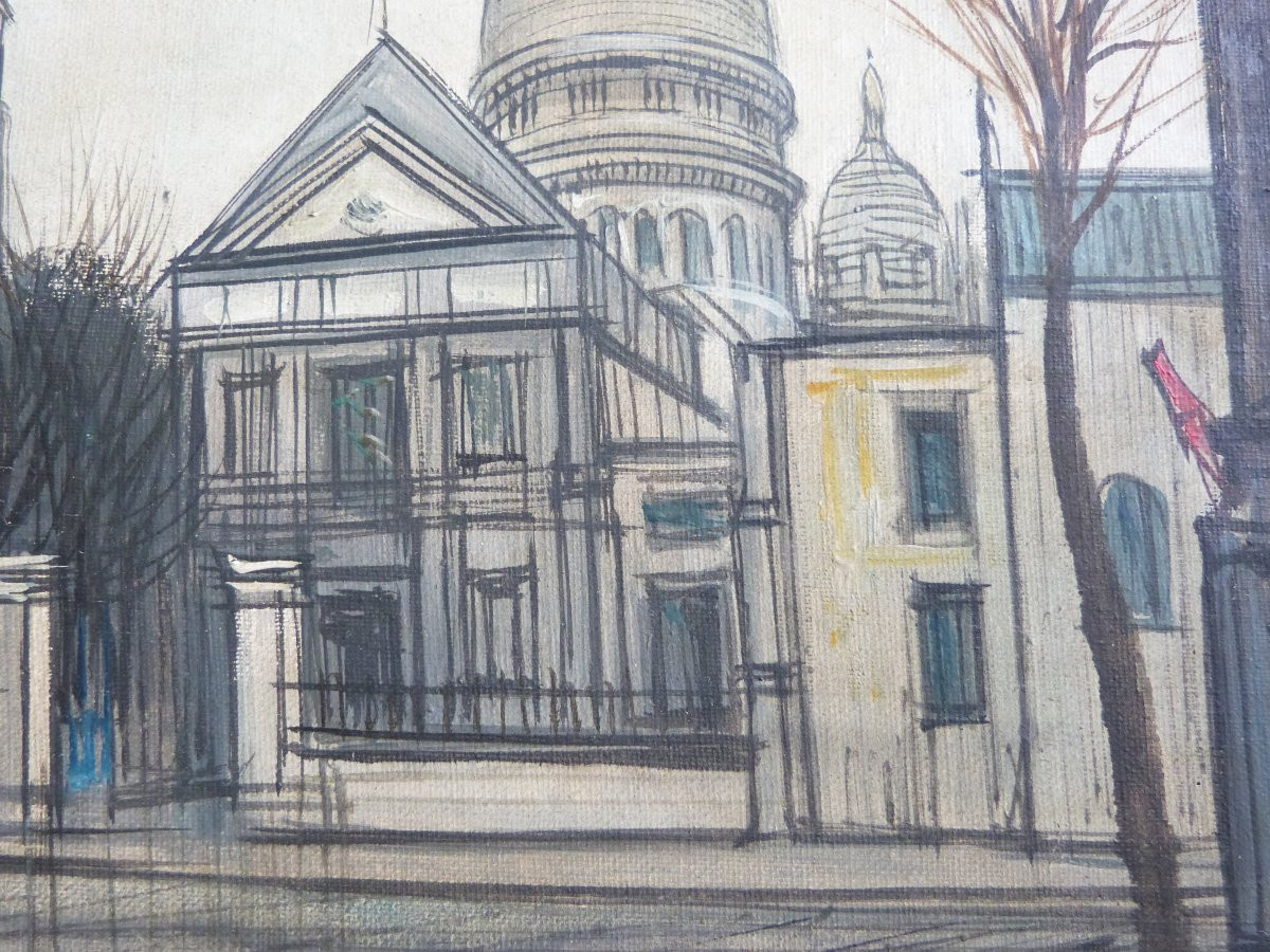 Paul Lambert Vue De Montmartre Circa 1950 Follower Of Bernard Buffet-photo-2