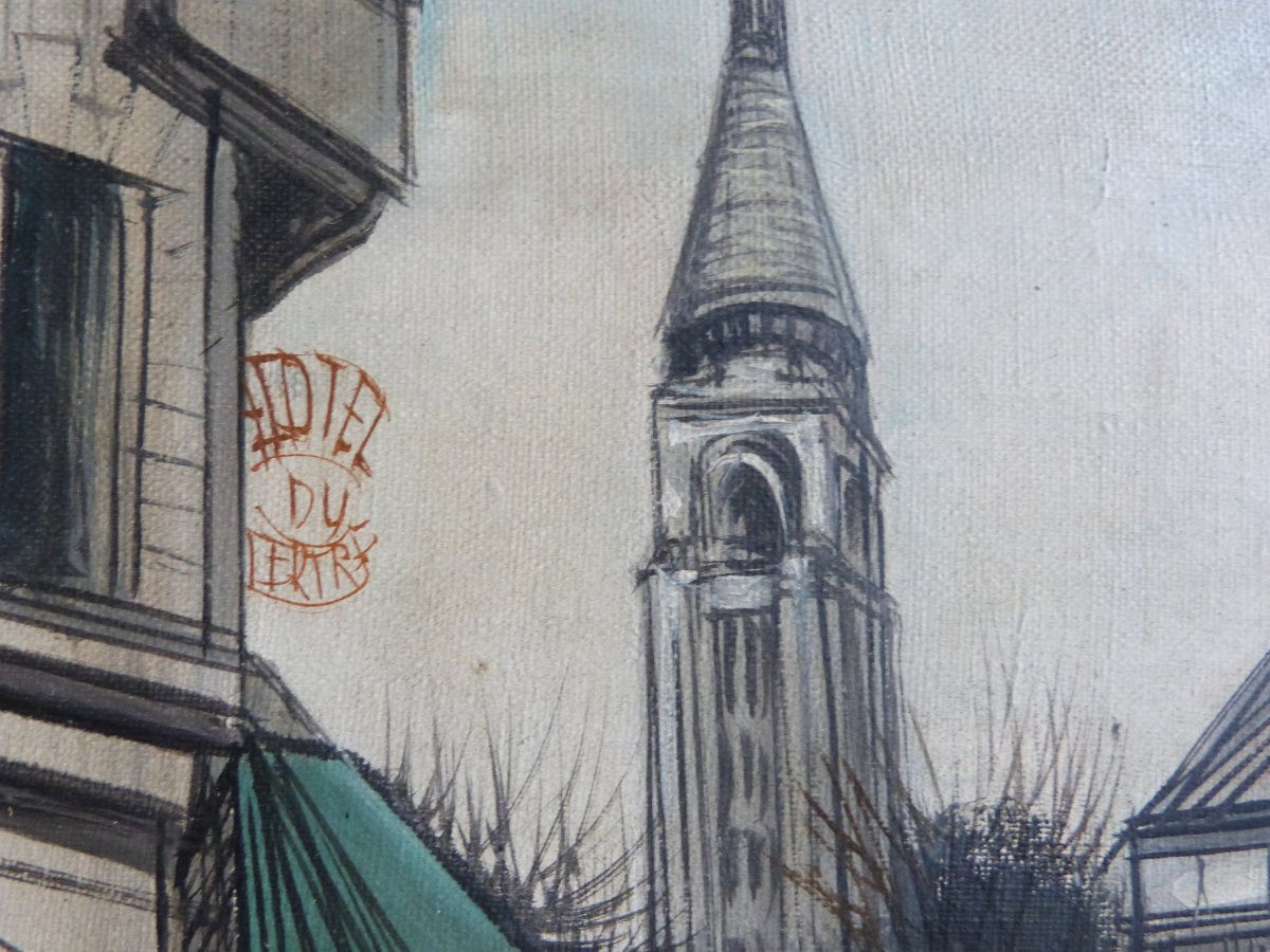 Paul Lambert Vue De Montmartre Circa 1950 Follower Of Bernard Buffet-photo-3