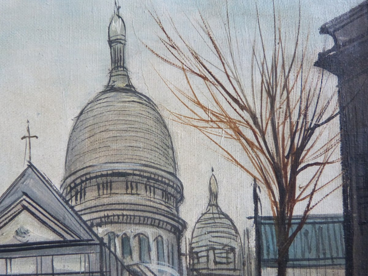 Paul Lambert Vue De Montmartre Circa 1950 Follower Of Bernard Buffet-photo-4