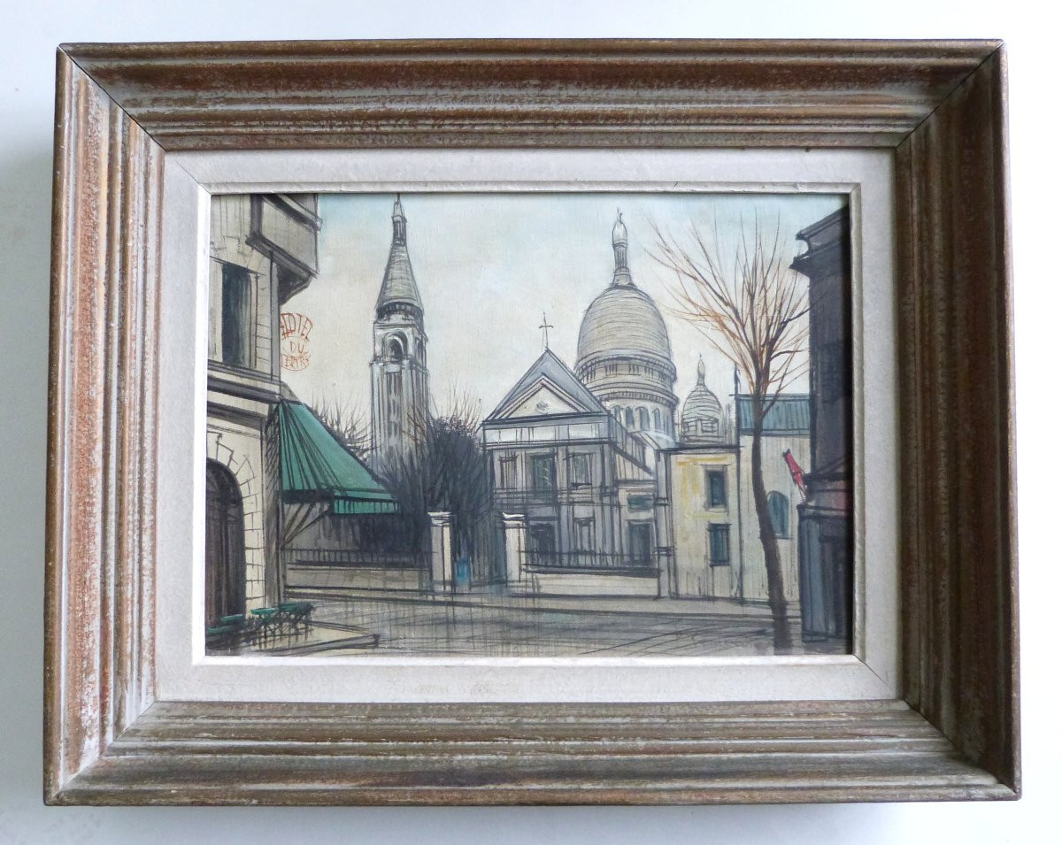 Paul Lambert Vue De Montmartre Circa 1950 Follower Of Bernard Buffet-photo-1