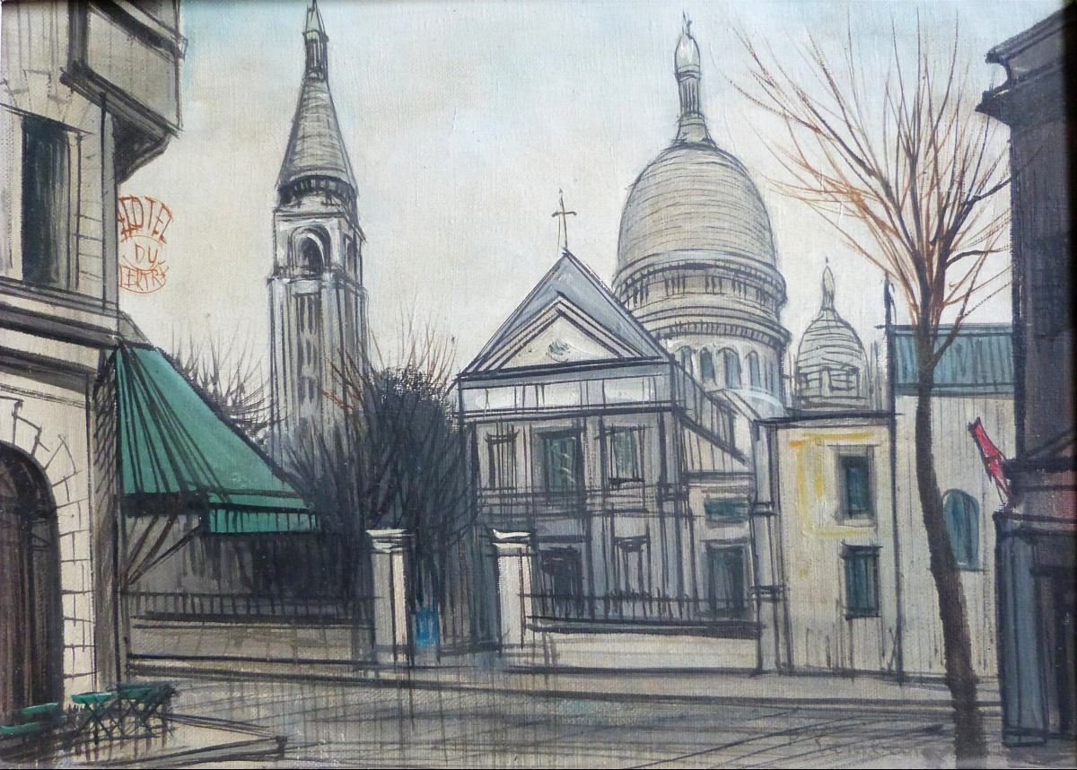 Paul Lambert Vue De Montmartre Circa 1950 Follower Of Bernard Buffet
