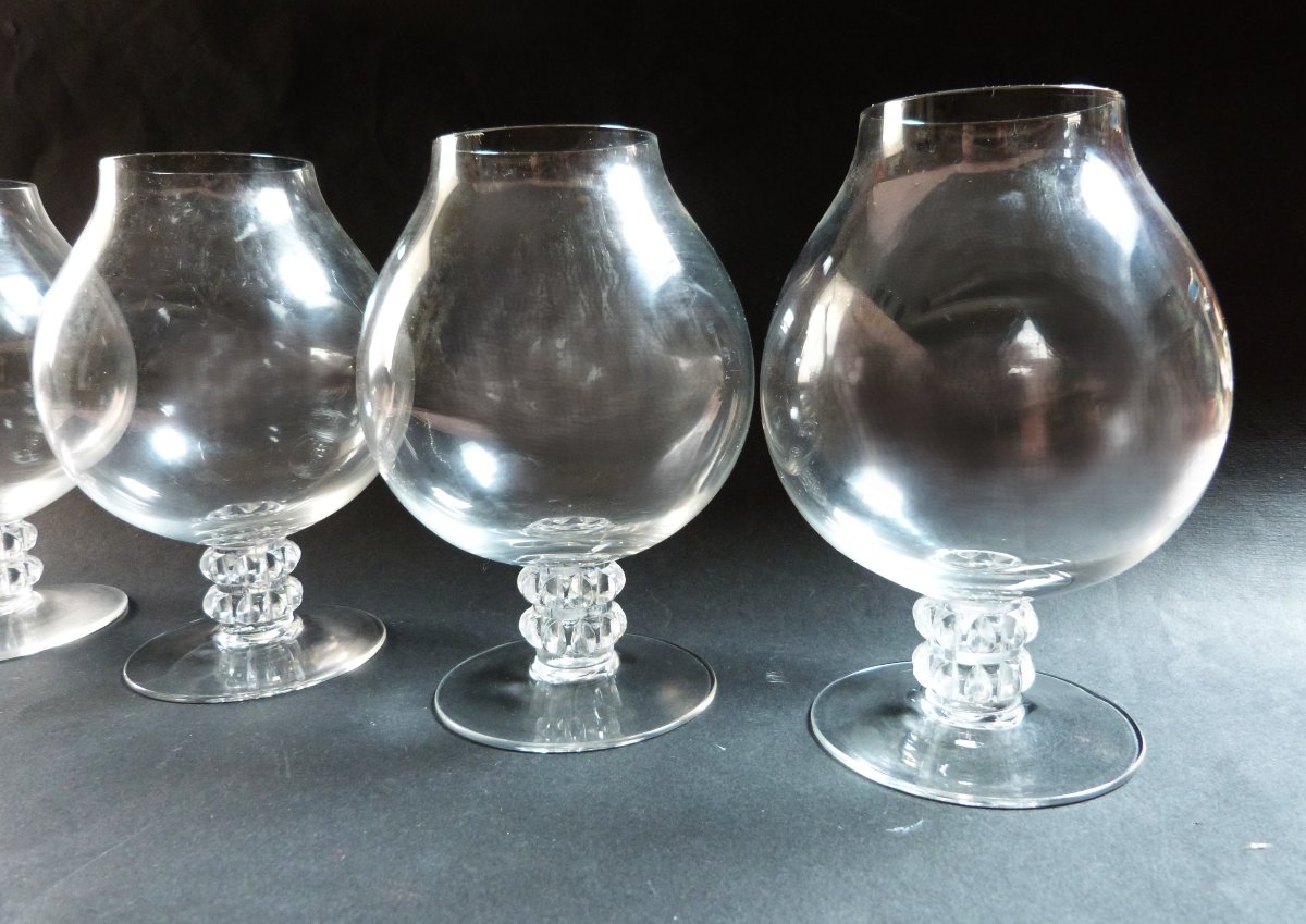 René Lalique 5 verres en cristal à dégustation modèle Vougeot 1934-photo-3