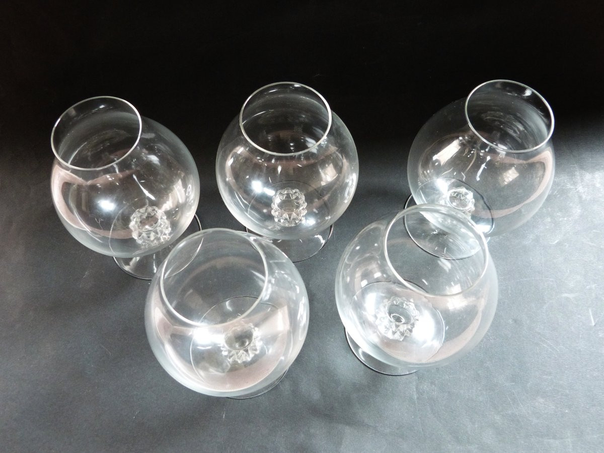 René Lalique 5 verres en cristal à dégustation modèle Vougeot 1934-photo-1