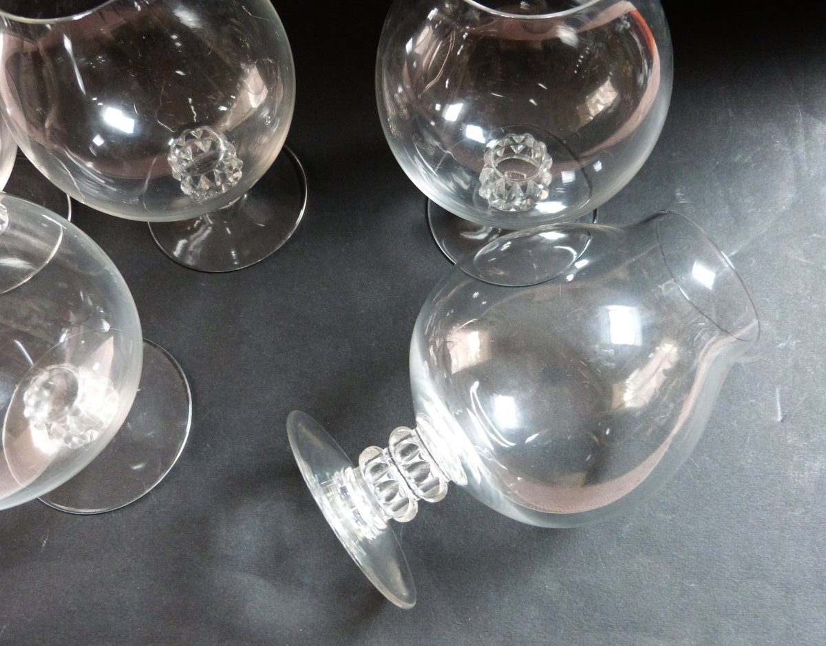 René Lalique 5 verres en cristal à dégustation modèle Vougeot 1934-photo-2