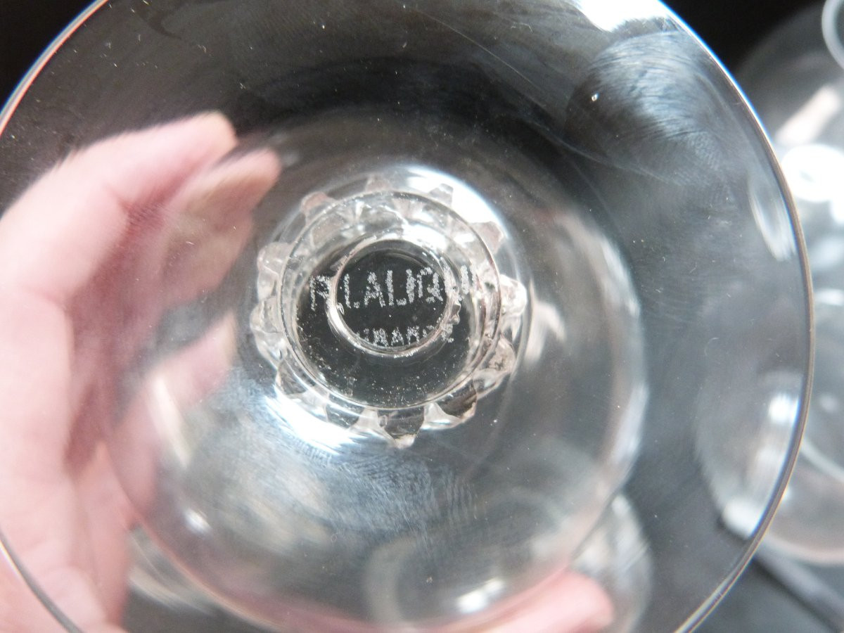 René Lalique 5 verres en cristal à dégustation modèle Vougeot 1934-photo-4
