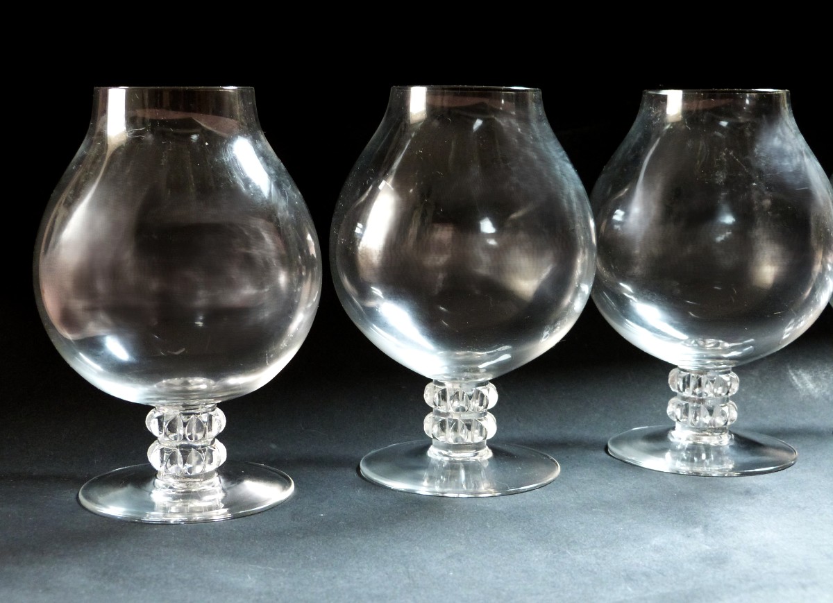 René Lalique 5 verres en cristal à dégustation modèle Vougeot 1934
