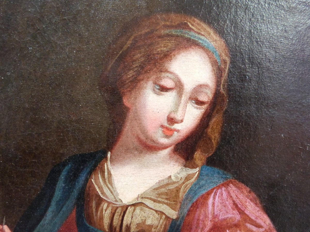 Virgin And Child French School 17th Century Antique Frame-photo-3