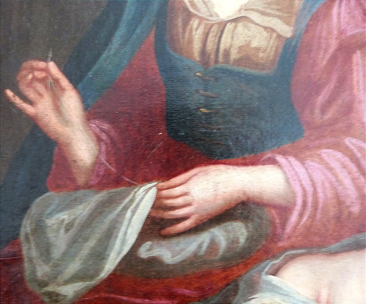 Virgin And Child French School 17th Century Antique Frame-photo-2