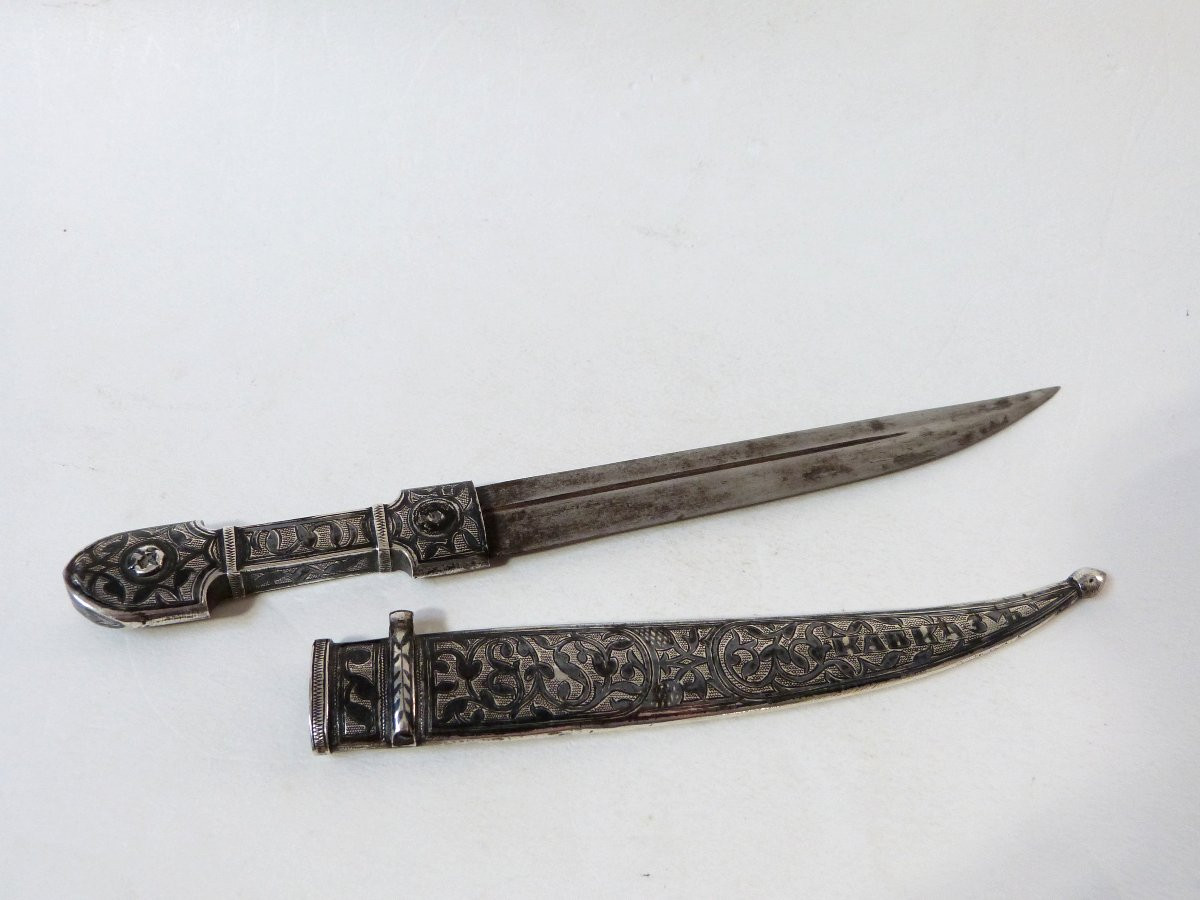 Kinzal Wedding Dagger Russia Caucasus 19th Century Sterling Silver Niello-photo-3