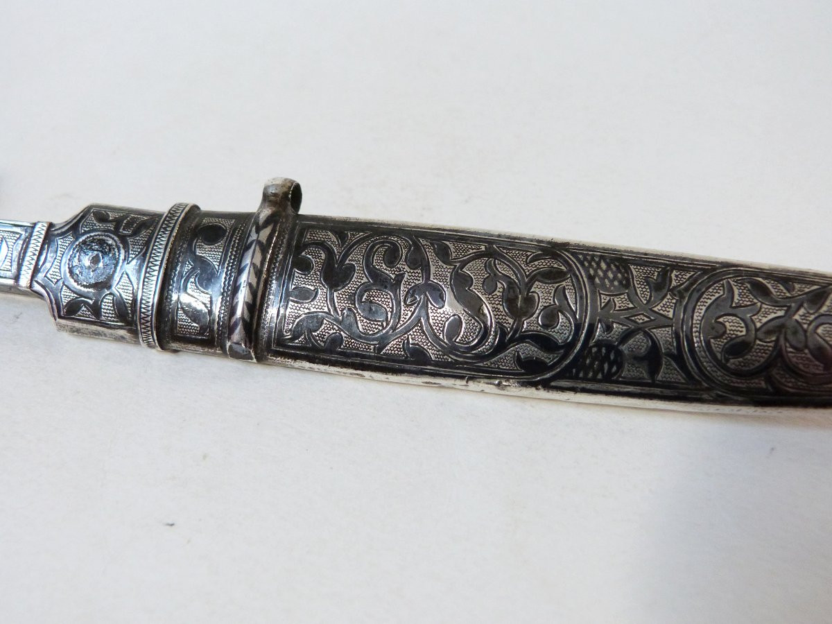Kinzal Wedding Dagger Russia Caucasus 19th Century Sterling Silver Niello-photo-1