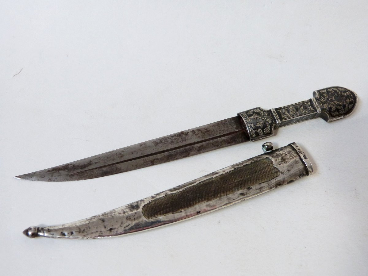 Kinzal Wedding Dagger Russia Caucasus 19th Century Sterling Silver Niello-photo-3