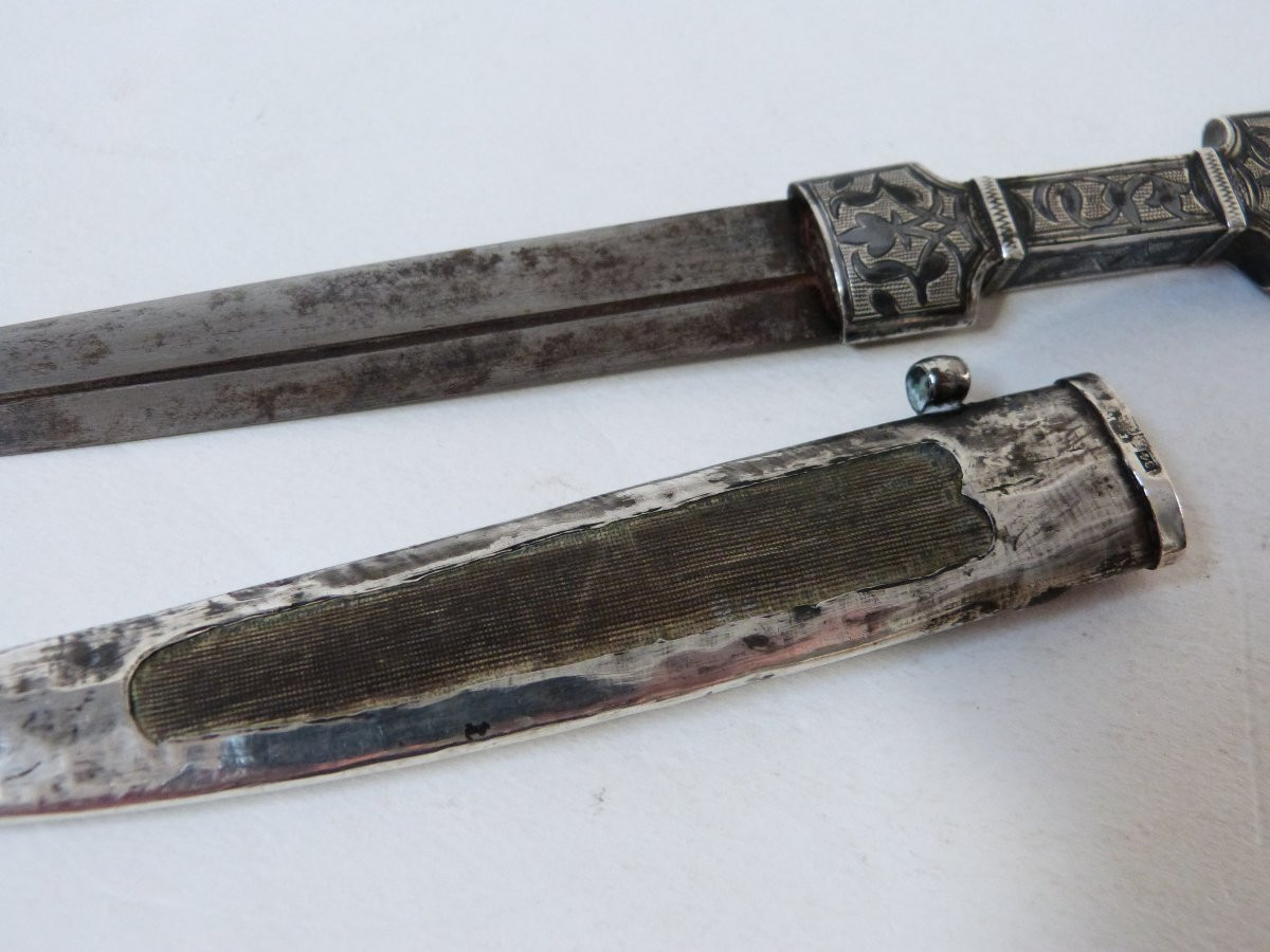 Kinzal Wedding Dagger Russia Caucasus 19th Century Sterling Silver Niello-photo-5