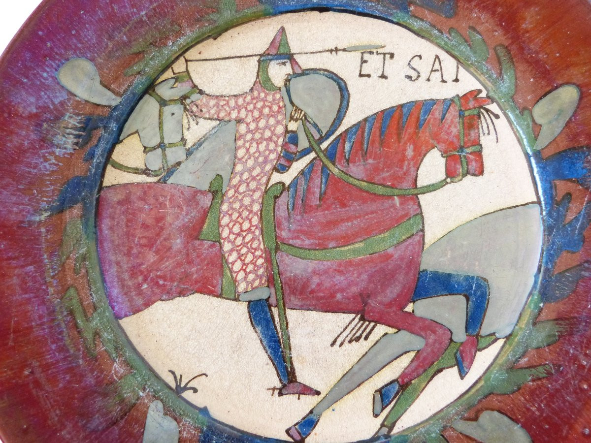 Lucien Desmant assiette décorative tapisserie de Bayeux Normandie -photo-2