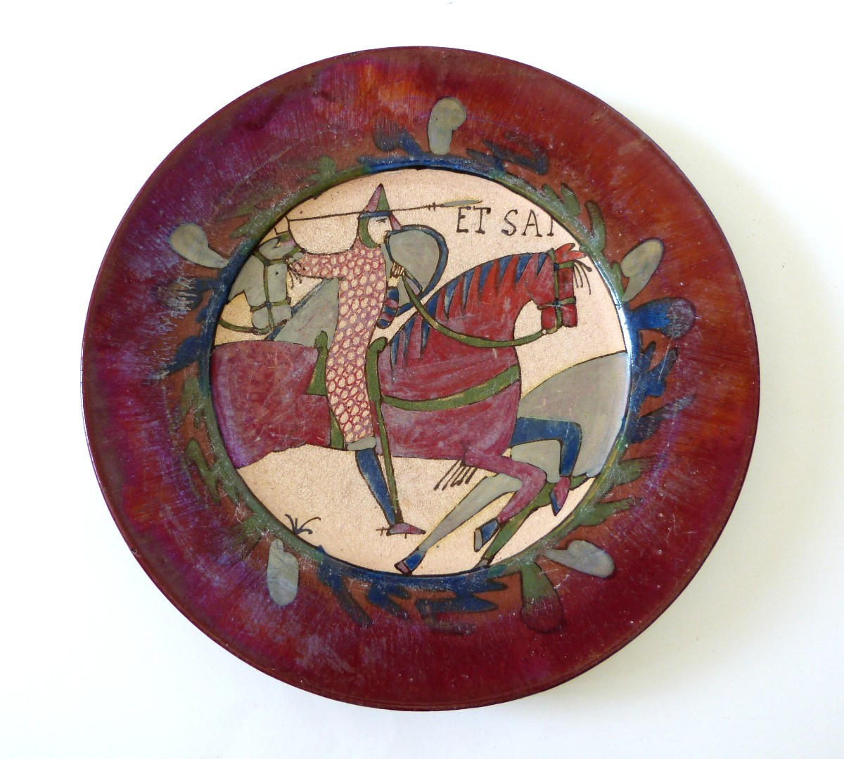 Lucien Desmant assiette décorative tapisserie de Bayeux Normandie 