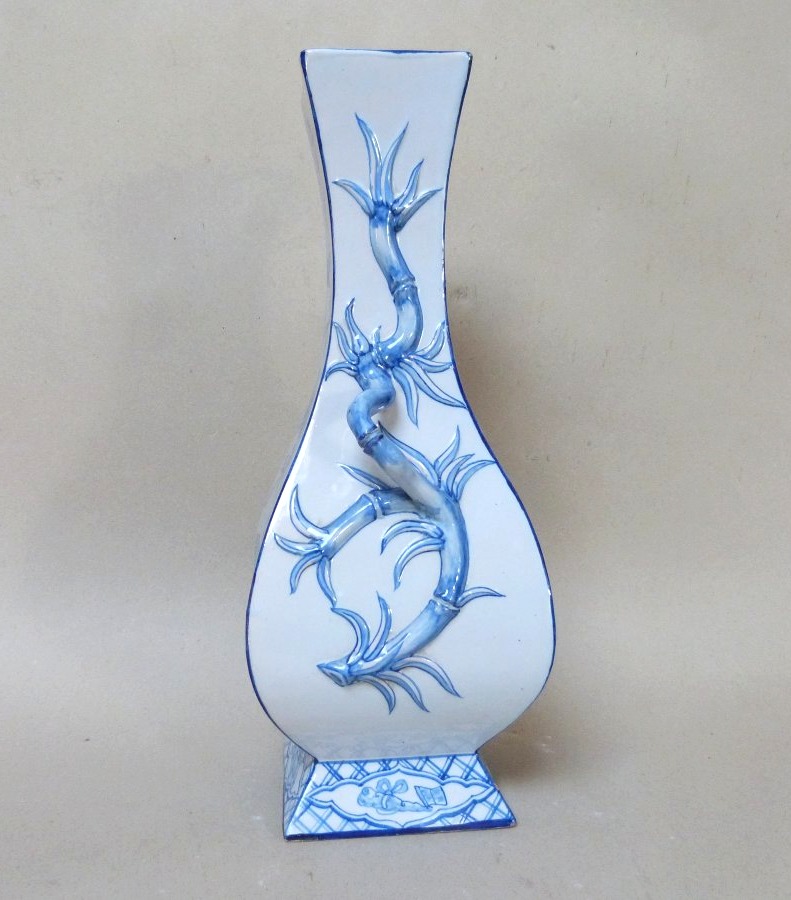 Emile Gallé pour Saint Clément vase en faïence à décor japonisant -photo-1