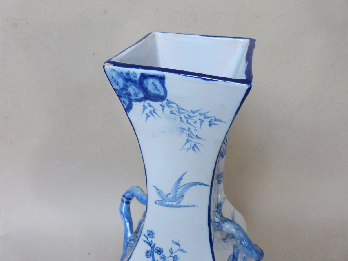 Emile Gallé pour Saint Clément vase en faïence à décor japonisant -photo-2