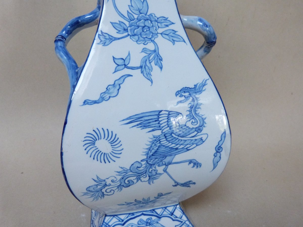 Emile Gallé pour Saint Clément vase en faïence à décor japonisant -photo-5