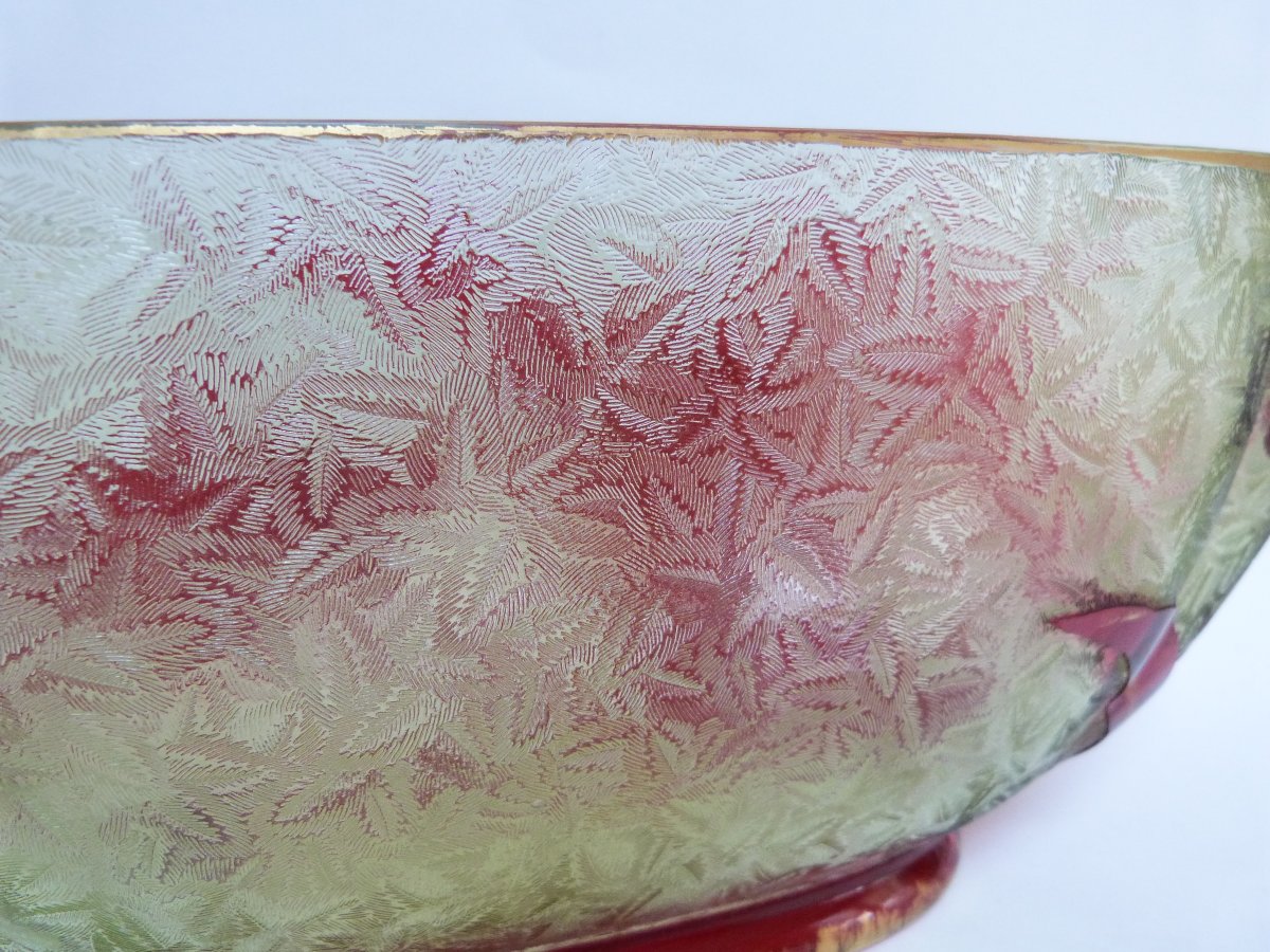 Baccarat Doubled Crystal Jardinière With Acid-etched Decoration-photo-3