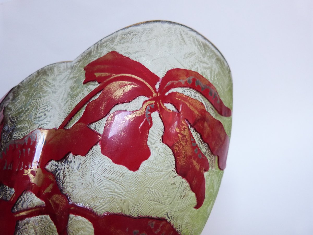 Baccarat Doubled Crystal Jardinière With Acid-etched Decoration-photo-5