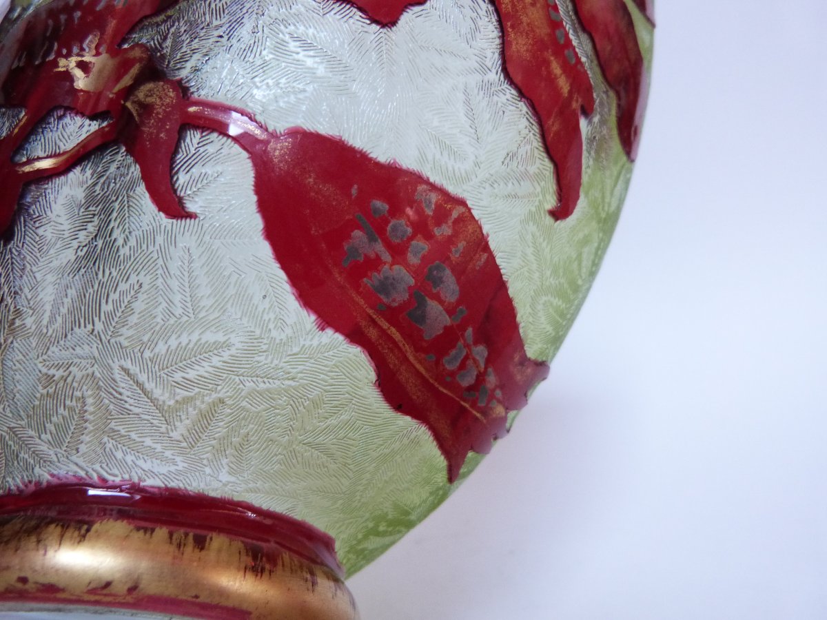 Baccarat Doubled Crystal Jardinière With Acid-etched Decoration-photo-6