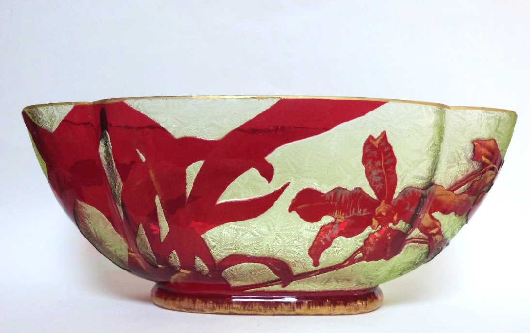 Baccarat Doubled Crystal Jardinière With Acid-etched Decoration