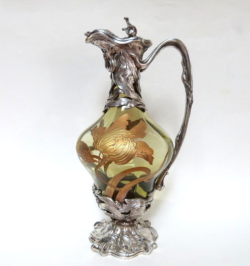 Victor Saglier - Majorelle aiguière art nouveau à décor émaillé par Legras 