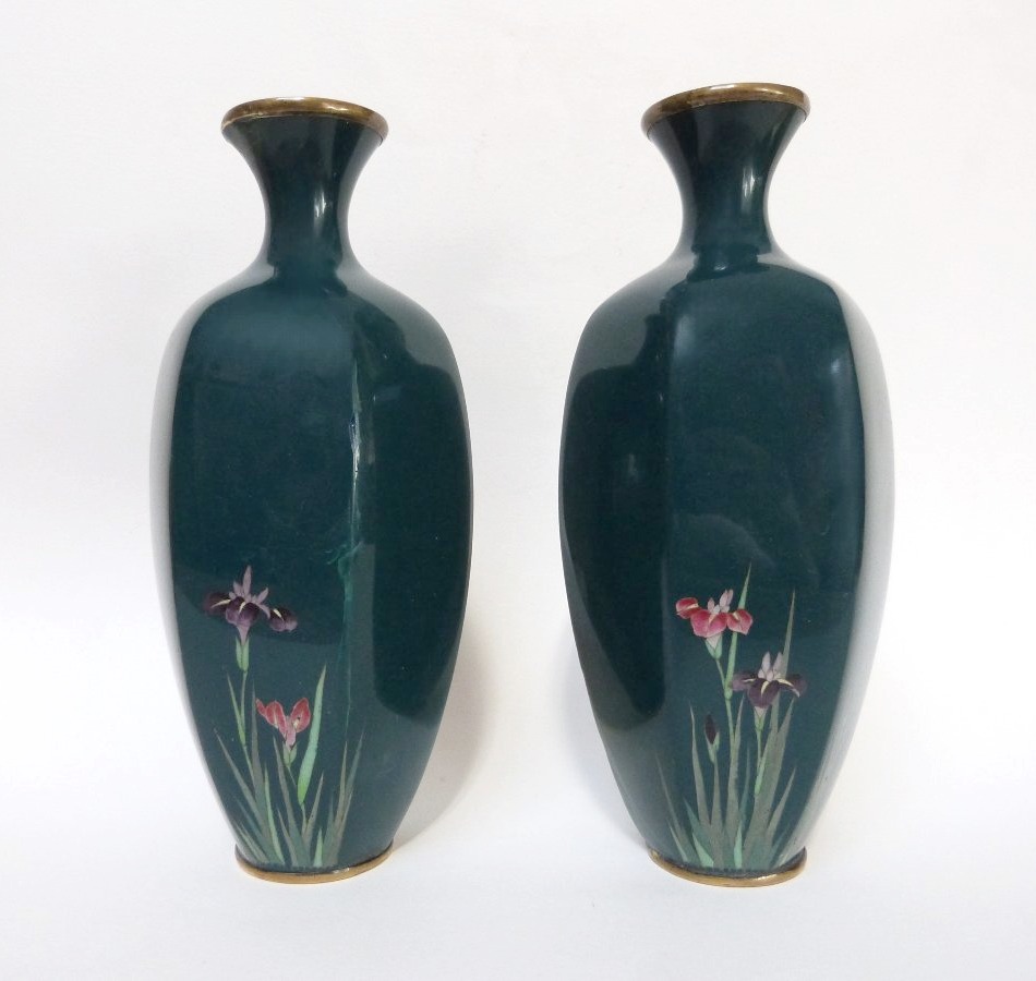 Japon période Meiji  paire de vases en émail cloisonné -photo-4