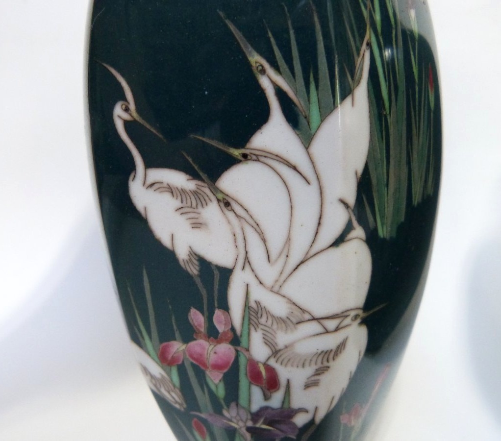 Japon période Meiji  paire de vases en émail cloisonné -photo-1