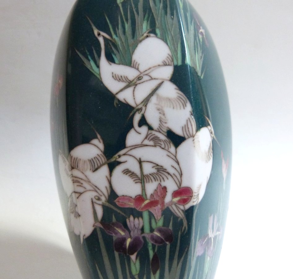 Japon période Meiji  paire de vases en émail cloisonné -photo-2