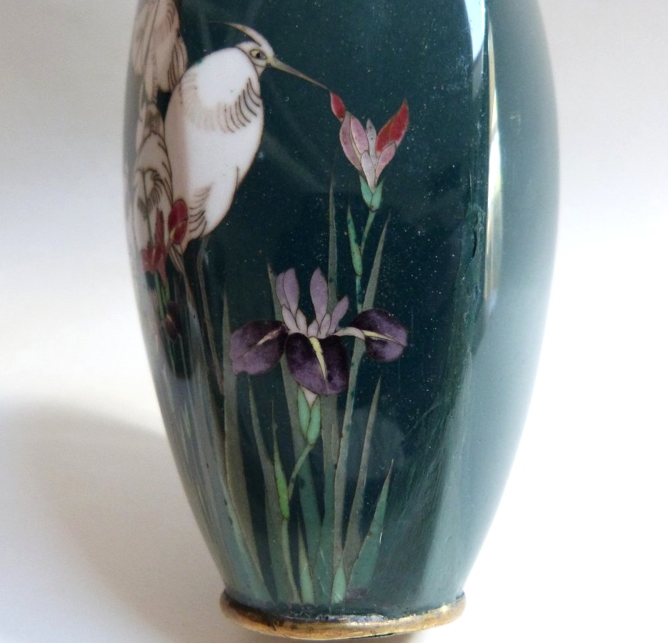 Japon période Meiji  paire de vases en émail cloisonné -photo-3