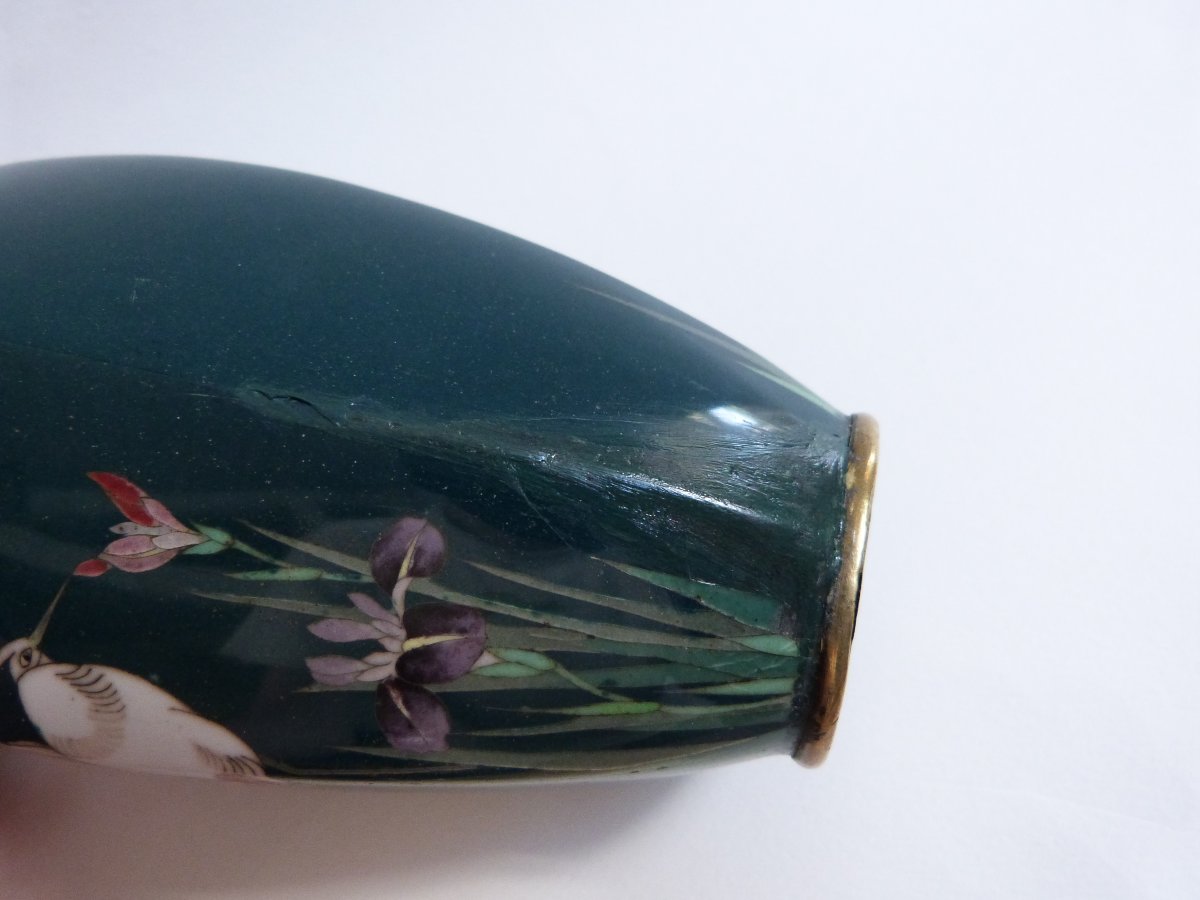 Japon période Meiji  paire de vases en émail cloisonné -photo-8