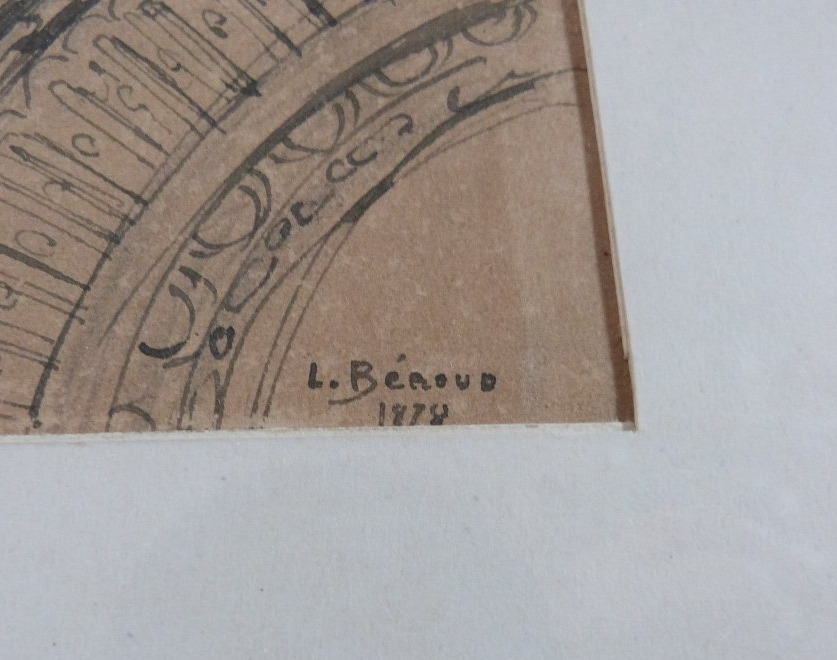 Louis Béroud dessin d'architecture angelot de Carpeaux au Louvre daté 1878-photo-4