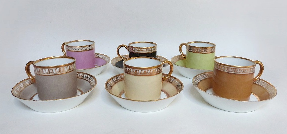 Dilh And Guerhard, 6-cup Porcelain Cups From Paris, 18th Century -photo-2