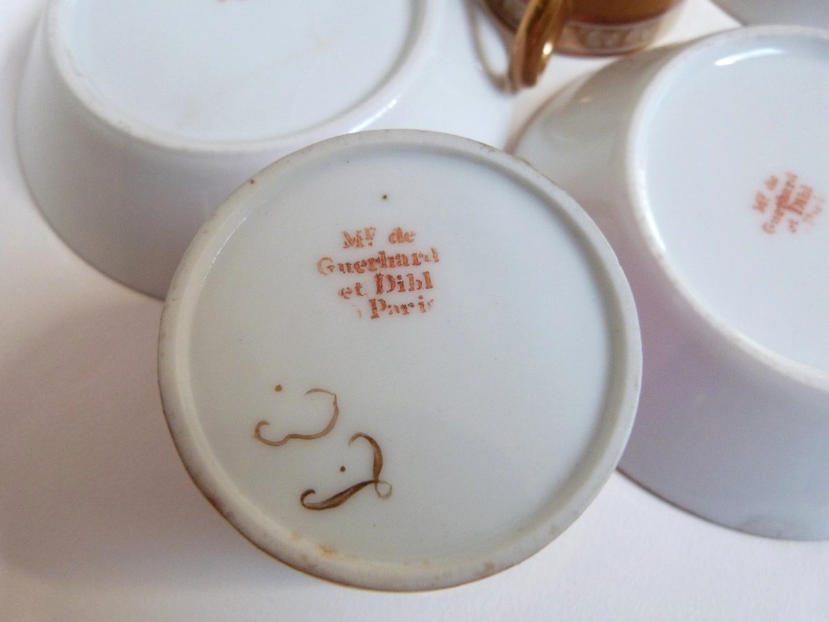 Dilh And Guerhard, 6-cup Porcelain Cups From Paris, 18th Century -photo-3