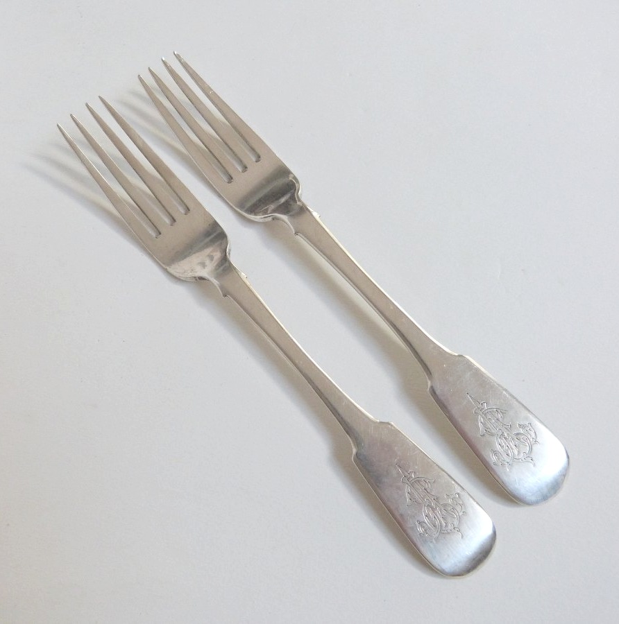 Ukraine, Odessa, 1887: A Rare Pair Of Solid Silver Forks -photo-2